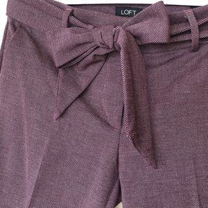 Loft cranberry tweed tie-front ankle-length pants